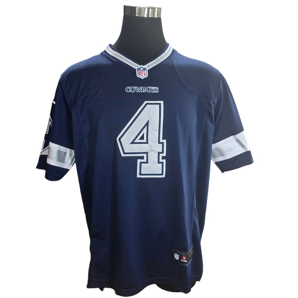 Nike Dallas Cowboys Jersey Mens L Dak Prescott 4 Navy Blue NFL Game Day